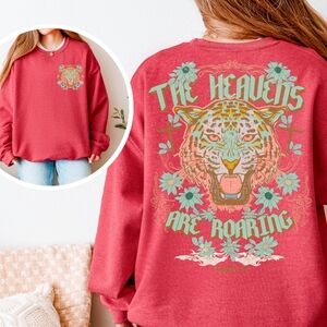 Heavens Are Roaring Psalm 19:1 Bible Tiger Christian Faith Religious Sweatshirt